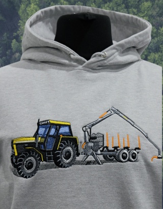 Bluza z haftowanym wzorem ciągnika i przyczepy zrywkowej