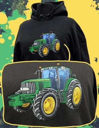 WYPRZEDAŻ - Bluza z haftowanym wzorem ciągnika John Deere