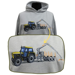 Bluza z haftowanym wzorem ciągnika i przyczepy zrywkowej
