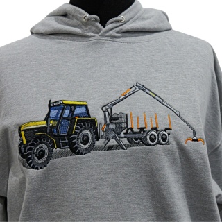 Bluza z haftowanym wzorem ciągnika i przyczepy zrywkowej
