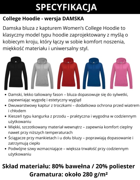 College Hoodie - BLUZA DAMSKA z kapturem