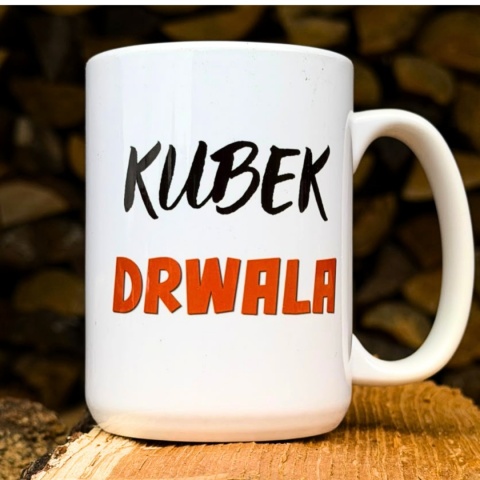 biały kubek dla drwala 440 ml – Kubek Drwala